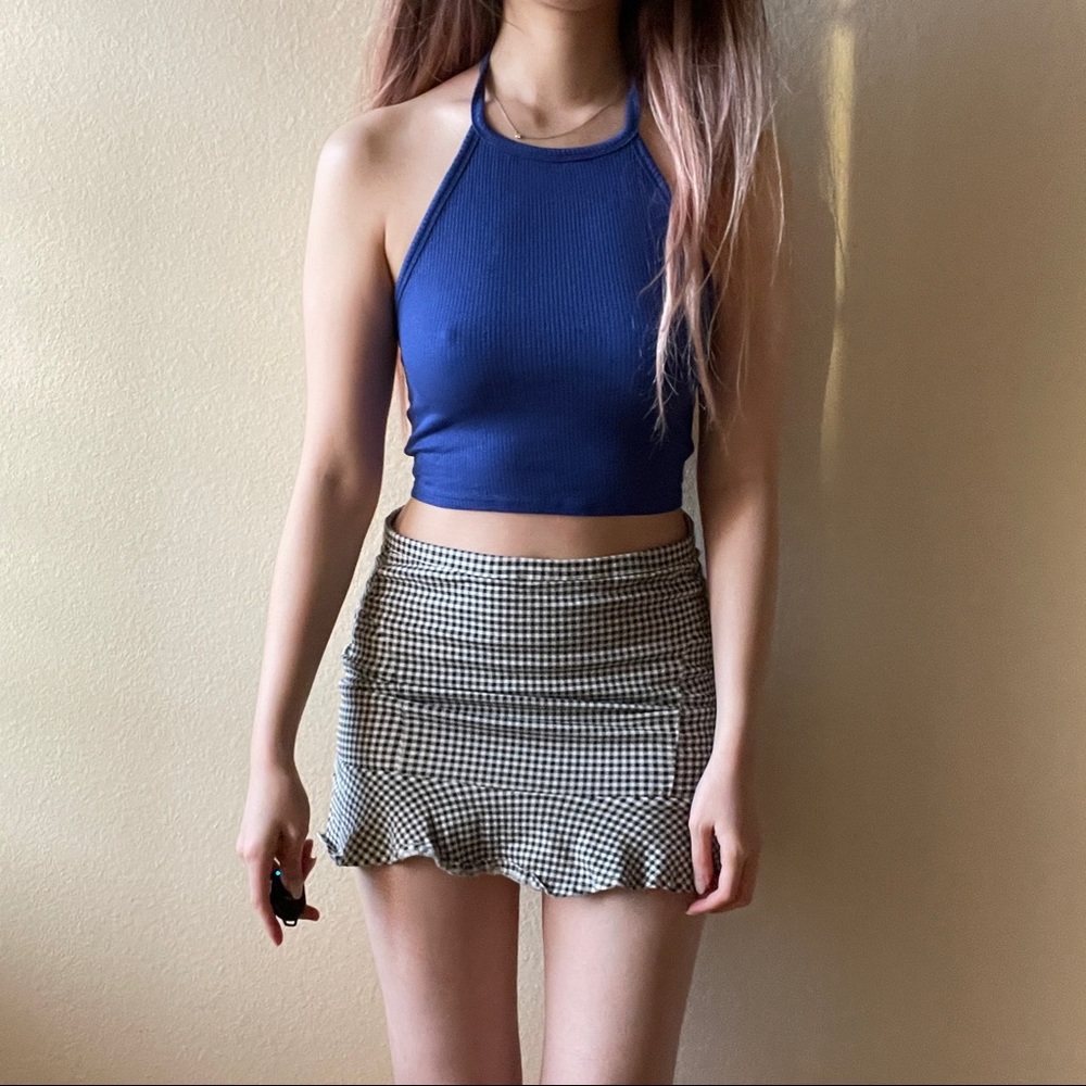 SHEIN - checkered ruffle mini skirt